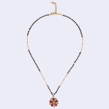 Saloni Fashion Jewellery Traditional Flower Design Black Beads Gold Plated Princess Necklace For Women