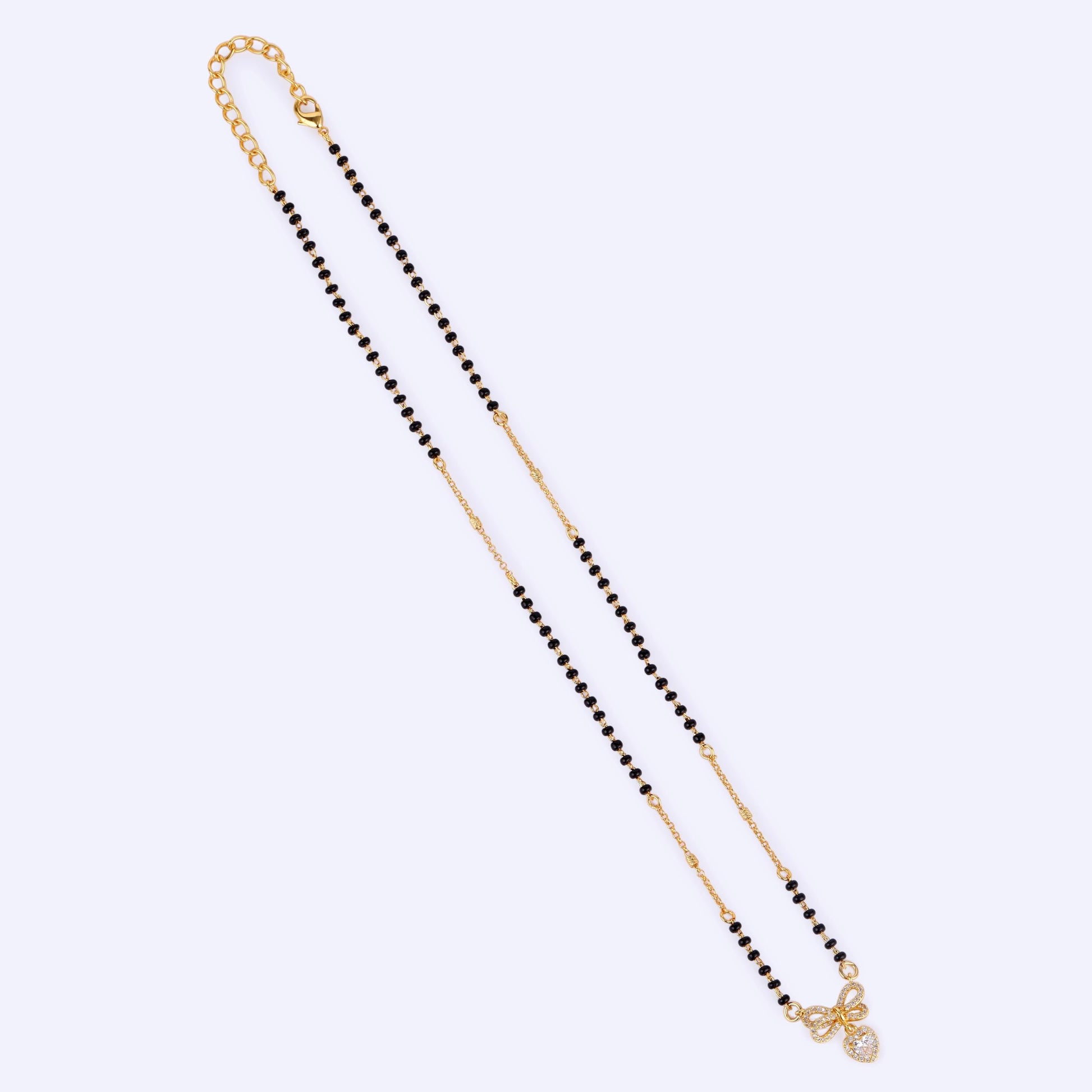 Saloni Fashion Jewellery Traditional Admirable Butterfly and Heart Shape Gold Plated Black Beaded Adjustable Chain Mangalsutra For Women