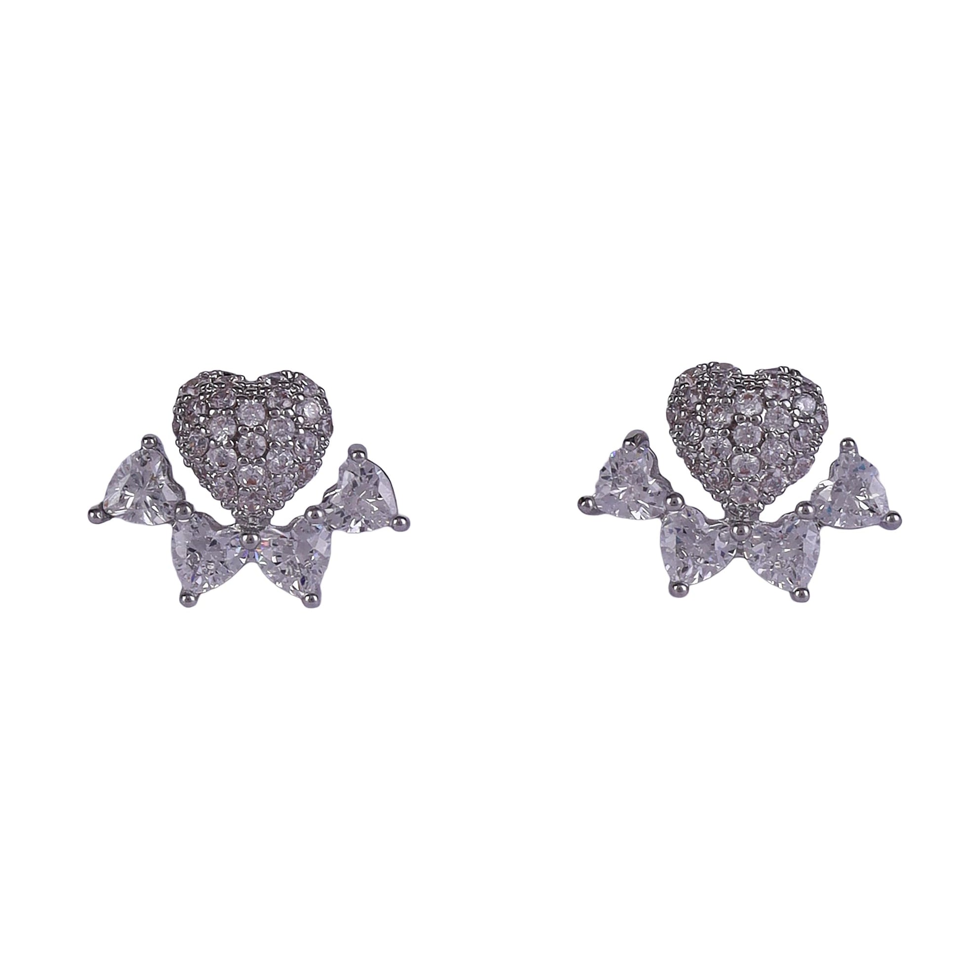 Saloni Fashion Jewellery Modish Heart Shape Silver Plated Stud Earring For Women