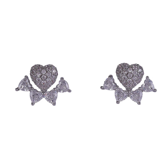 Saloni Fashion Jewellery Modish Heart Shape Silver Plated Stud Earring For Women