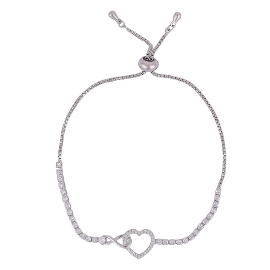 Saloni Fashion Jewellery Splendid Heart Shape Silver Plated Free Size Charm Bracelet For Women
