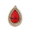 Saloni Fashion Jewellery Inspired Oval Shape Center Red Stone Gold Plated Set of 2 Combo Adjustable Finger Ring For Women - view 4