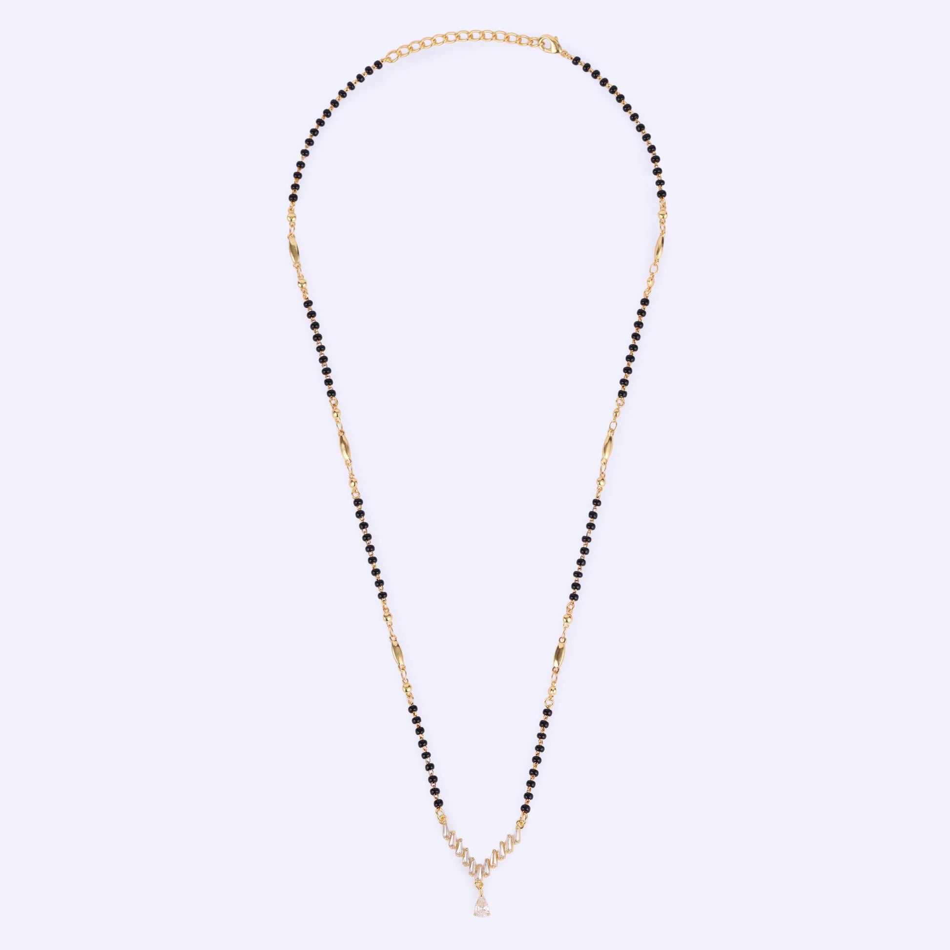 Saloni Fashion Jewellery Traditional Stylish Oval Shape Gold Plated Black Beaded Adjustable Chain Mangalsutra For Women