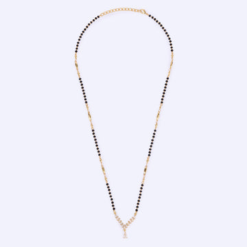 Saloni Fashion Jewellery Traditional Stylish Oval Shape Gold Plated Black Beaded Adjustable Chain Mangalsutra For Women