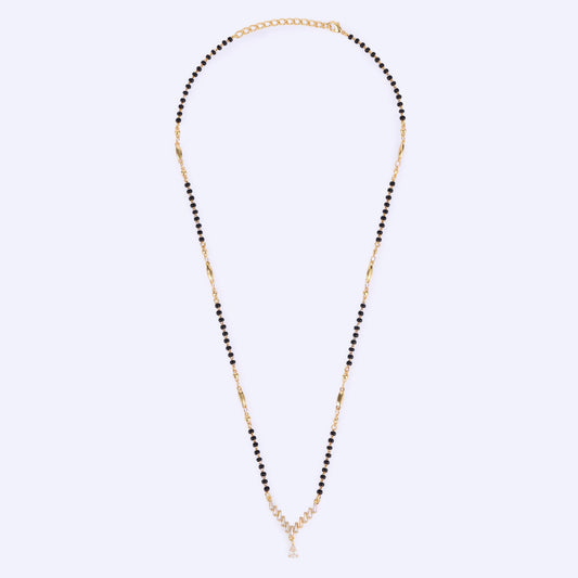 Saloni Fashion Jewellery Traditional Stylish Oval Shape Gold Plated Black Beaded Adjustable Chain Mangalsutra For Women