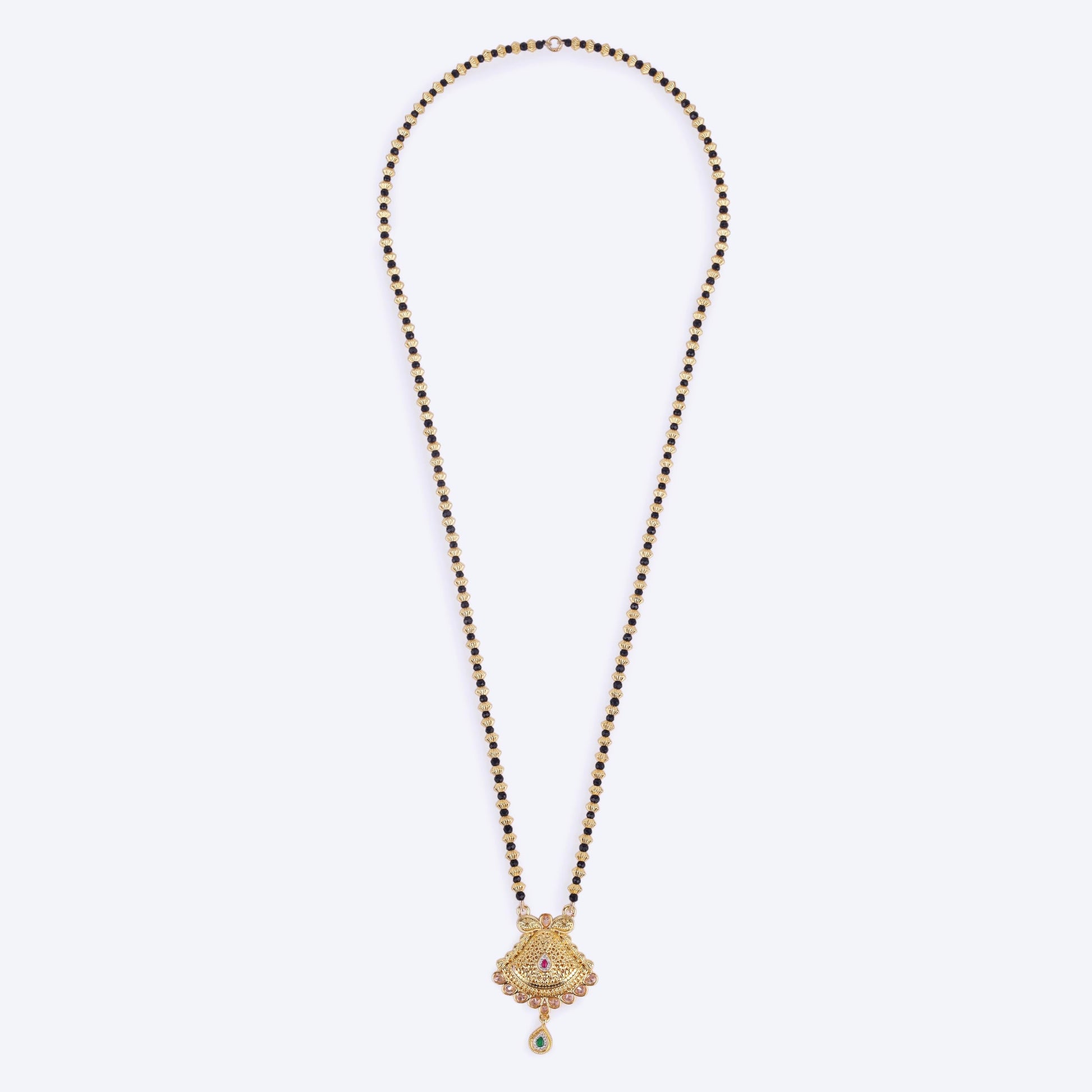 Saloni Fashion Jewellery Traditional Oval Golden Balls Gold Plated Long Bead Chain Mangalsutra For Women