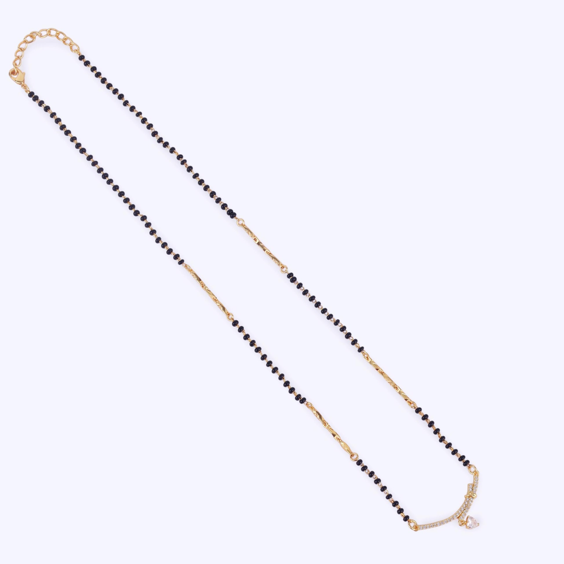 Saloni Fashion Jewellery Traditional Heart Shape CZ Studded Gold Plated Adjustable Chain Mangalsutra For Women