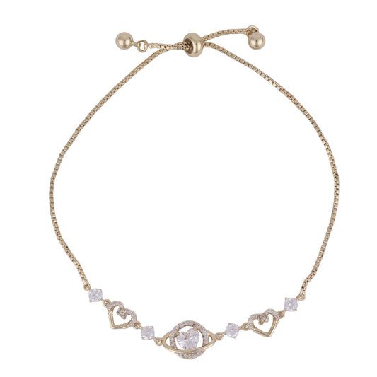 Saloni Fashion Jewellery Lavish Heart Shape Gold Plated Free Size Charm Bracelet For Women