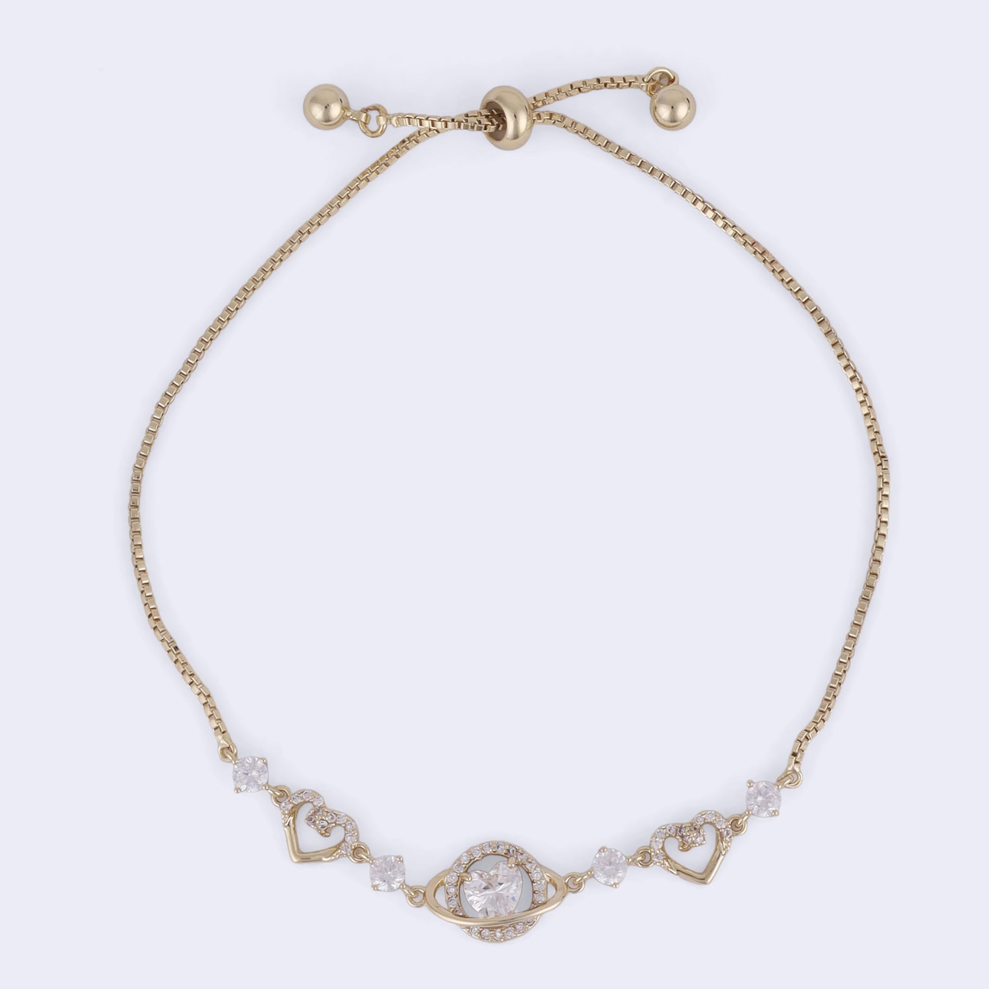 Saloni Fashion Jewellery Lavish Heart Shape Gold Plated Free Size Charm Bracelet For Women