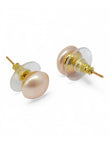 Saloni Fashion Jewellery Round shape Mother of Pearl 1 Pair Gold Plated Stud Earring For Women and Girls - view 3