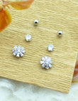Saloni Fashion Jewellery Classy Flower Design Combo of 3 Silver Plated Stud Earring For Women and Girls