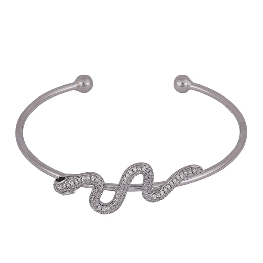 Saloni Fashion Jewellery Unique Snake Design Silver Plated Adjustable Bracelet Kada For Women