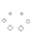 Saloni Fashion Jewellery Superb Triangle Shape CZ Brass Silver Plated Set of 3 Combo Stud Earring For Women and Girls - view 2