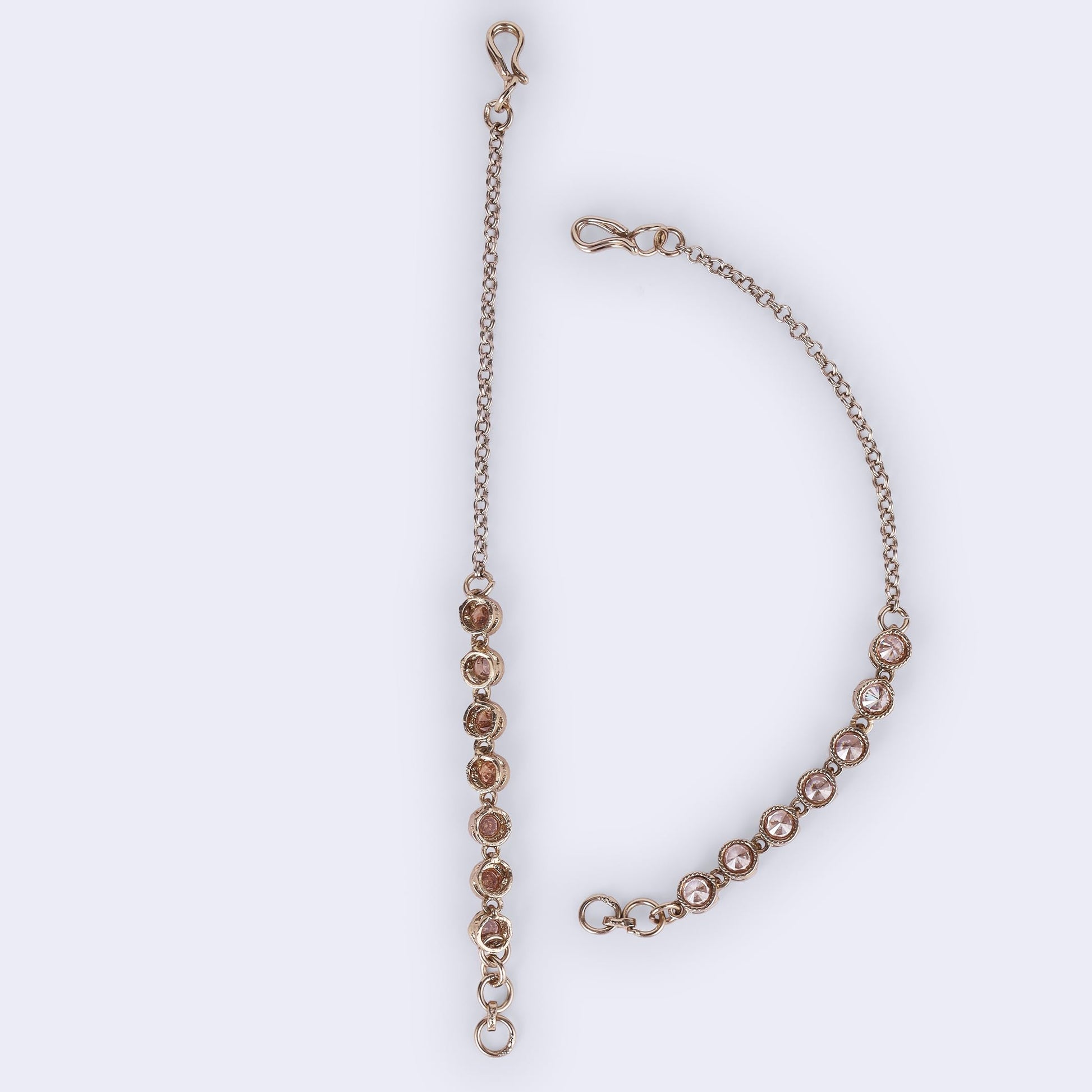 Saloni Fashion Jewellery Traditional Round Shape Long Chain Gold Plated Set of 2 Ear-Chain(Kaanchain) For Women