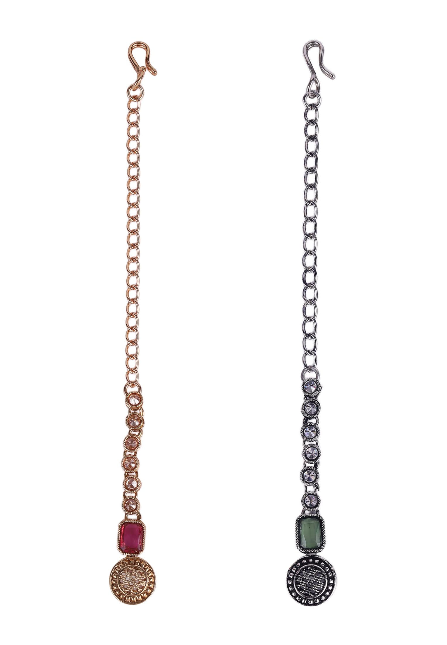 Saloni Fashion Jewellery Finely Round Shape Gold Plated Set of 2 Combo Maang Tikka For Women and Girls
