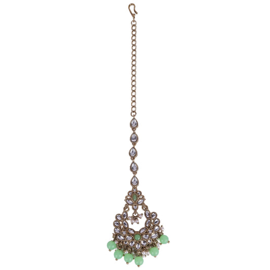 Saloni Fashion Jewellery Splendid Chandilier and Flower Design Gold Plated Maang Tikka For Women and Girls