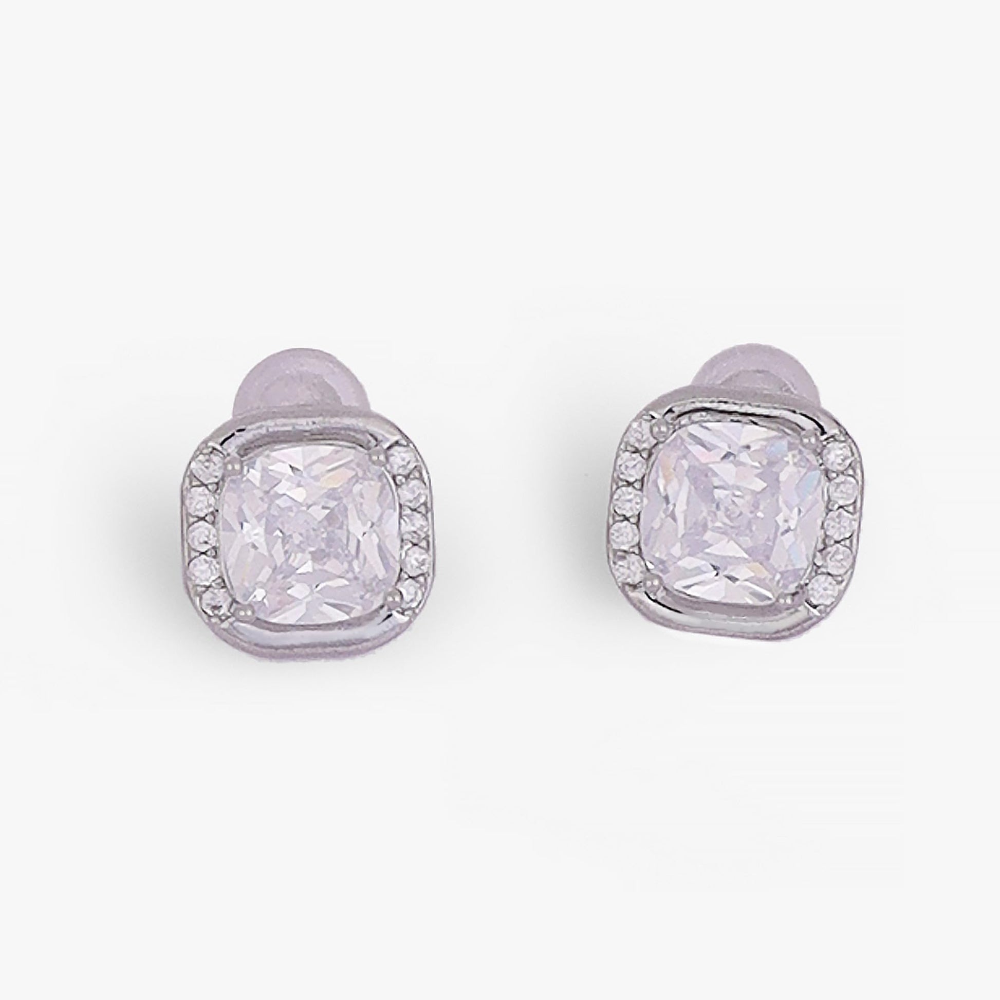 Saloni Fashion Jewellery Excellent Center Studded CZ Silver Plated Stud Earring For Women