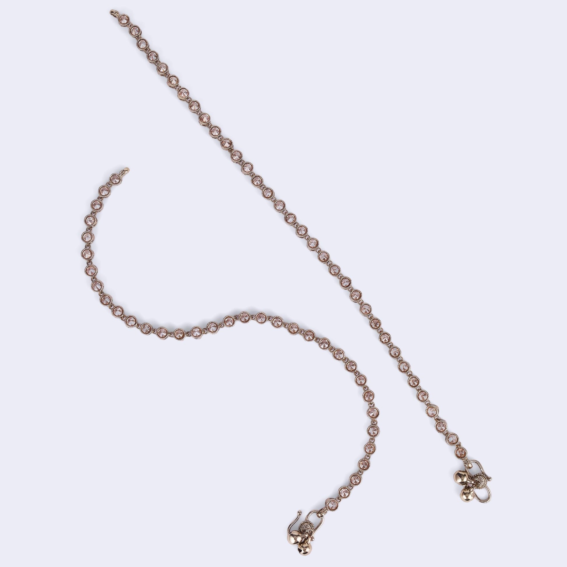 Saloni Fashion Jewellery Traditional Fascinating Round Shape Gold Plated Set of 2 Anklet(Payal) For Women