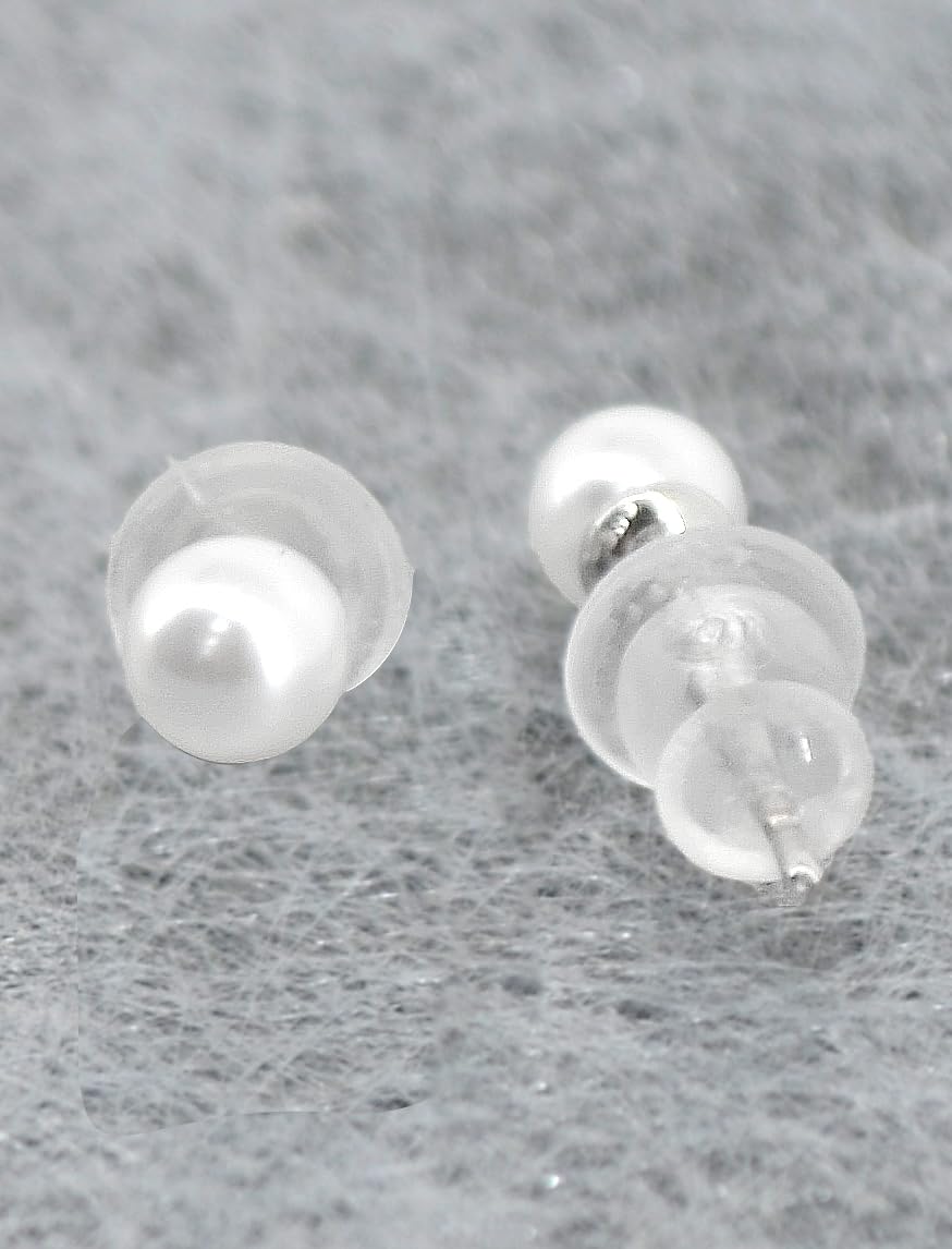 Saloni Fashion Jewellery Pleasing Flower Design Pearl Brass Silver Plated Set of 3 Combo Stud Earring For Women and Girls