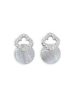 Saloni Fashion Jewellery Circle Shape Grey Pearl CZ Brass Silver Plated Stud Earring For Women and Girls - view 2