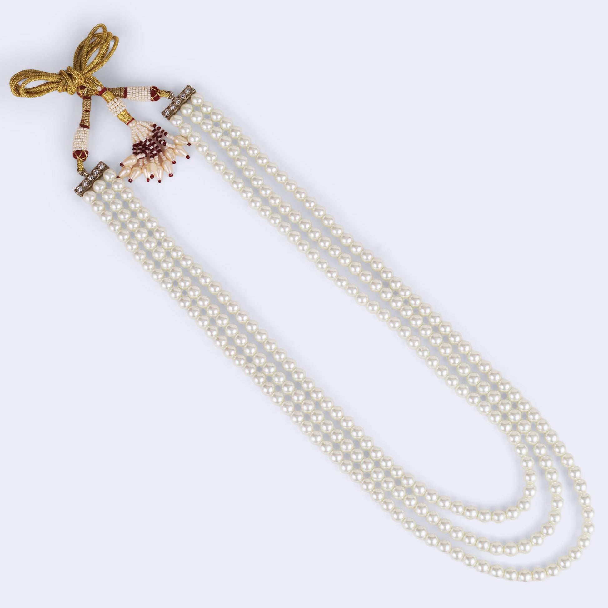 Saloni Fashion Jewellery Royal Pearl 3 Layered Gold Plated Moti Mala Necklace