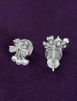 Saloni Fashion Jewellery Butterfly and Flower Design CZ Brass Silver Plated Set of 3 Combo Stud Earring For Women and Girls - view 5