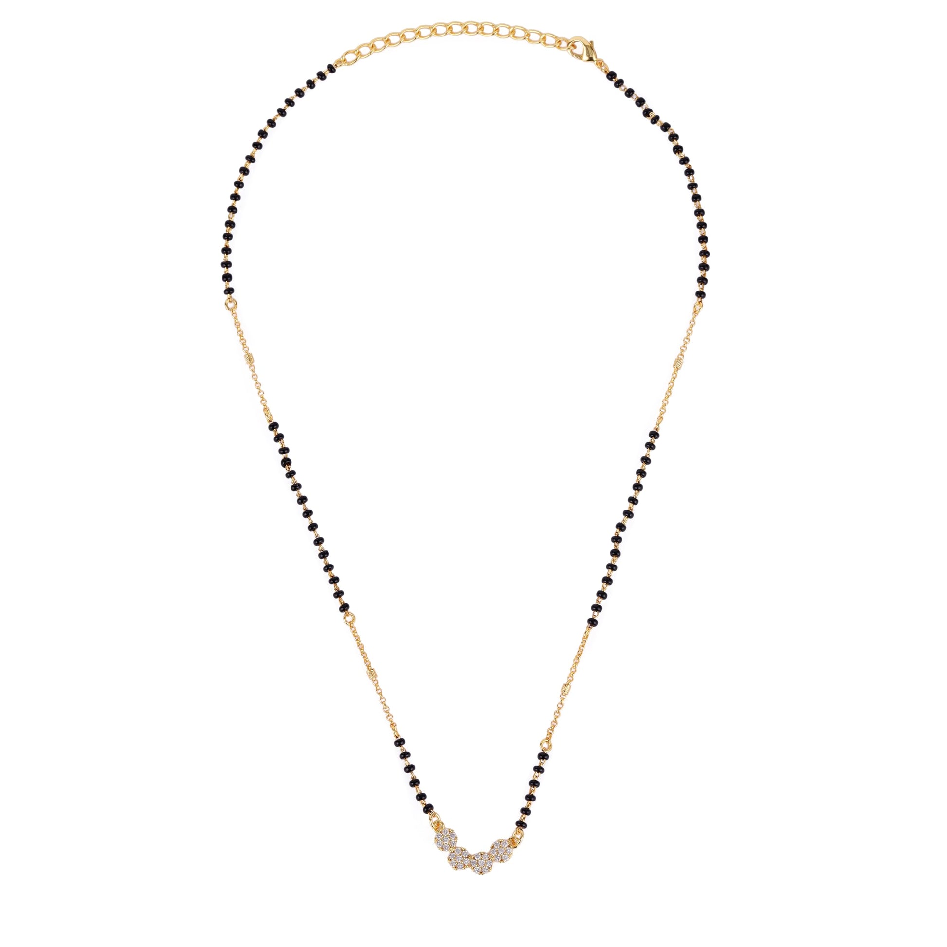 Saloni Fashion Jewellery Traditional Admirable Butterfly and Heart Shape Gold Plated Combo Set of 2 Black Beaded Adjustable Chain Mangalsutra For Women