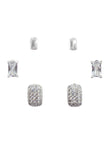 Saloni Fashion Jewellery Square Shape CZ Brass Silver Plated Set of 3 Combo Stud Earring For Women and Girls - view 2