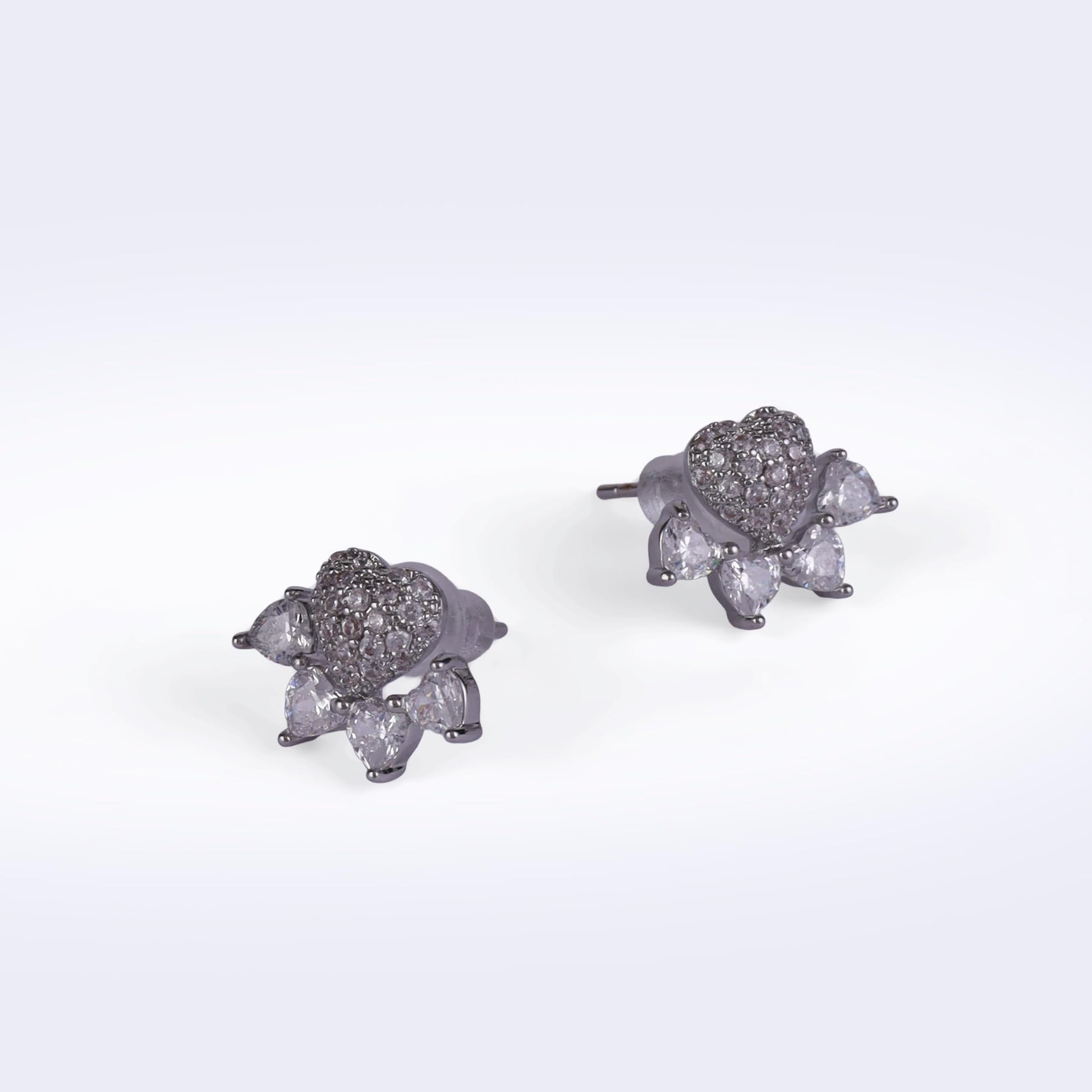 Saloni Fashion Jewellery Modish Heart Shape Silver Plated Stud Earring For Women
