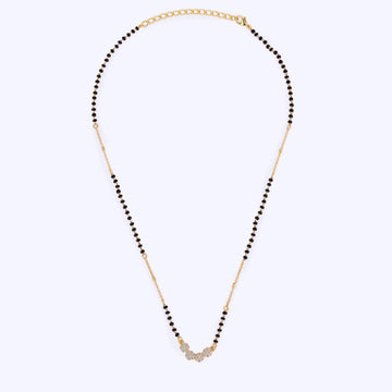 Saloni Fashion Jewellery Traditional Stylish CZ Studded Round Shape Gold Plated Black Beaded Adjustable Chain Mangalsutra For Women