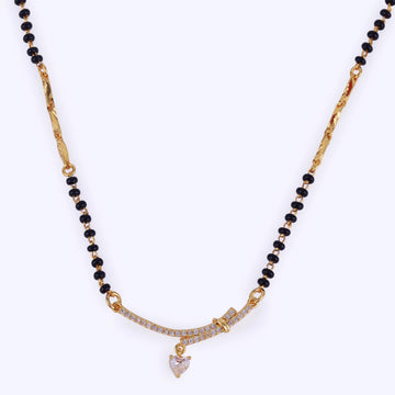 Saloni Fashion Jewellery Traditional Heart Shape CZ Studded Gold Plated Adjustable Chain Mangalsutra For Women