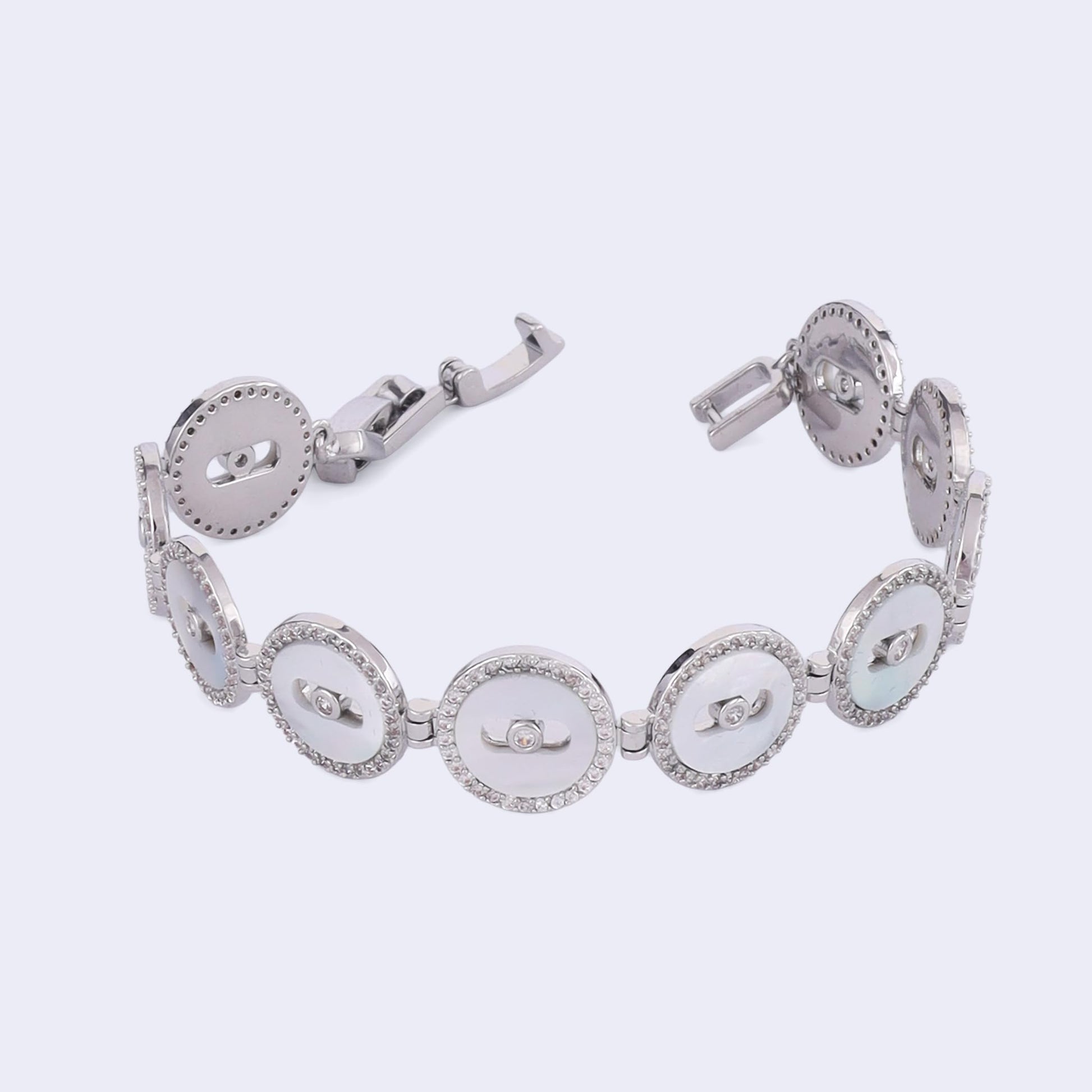 Saloni Fashion Jewellery Inspired Square Shape Silver Plated Free Size Charm Bracelet For Women