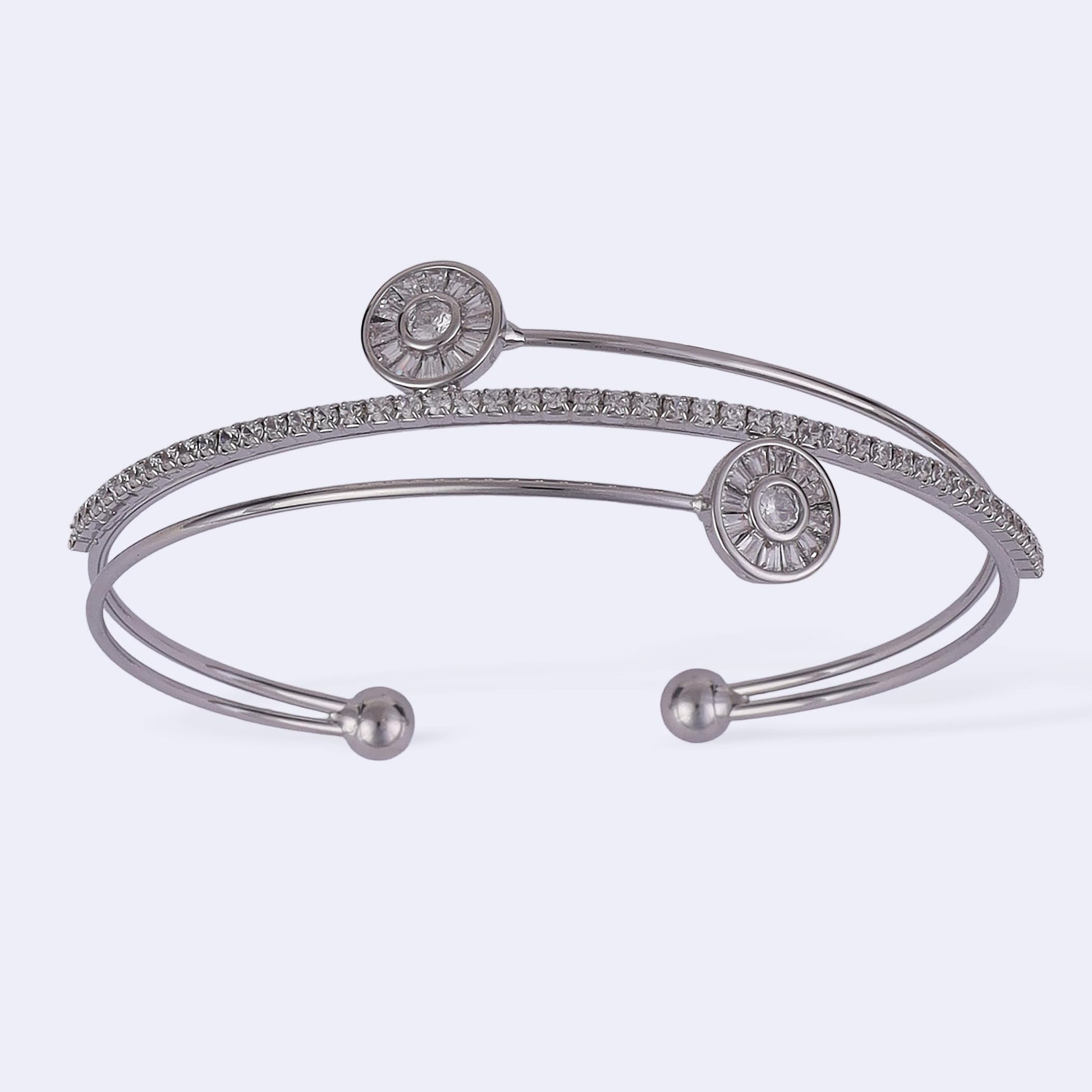Saloni Fashion Jewellery Finely Round Shape Silver Plated Adjustable Bracelet Kada For Women