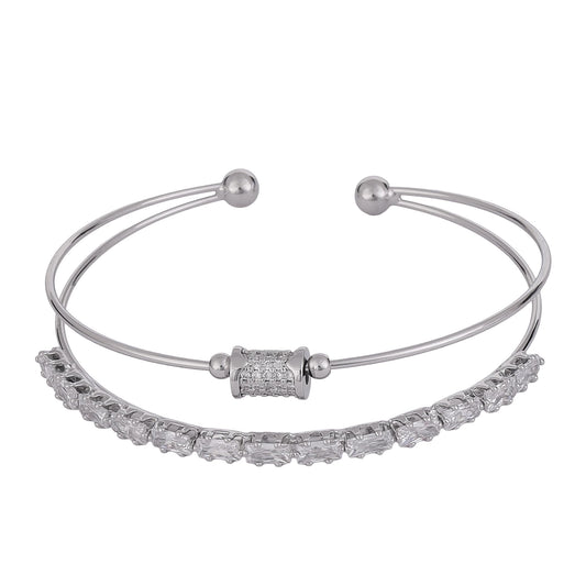 Saloni Fashion Jewellery Charm Cuff Silver Plated Adjustable Bracelet Kada For Women