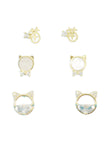 Saloni Fashion Jewellery Round Shape CZ Brass Gold Plated Set of 3 Combo Stud Earring For Women and Girls - view 2