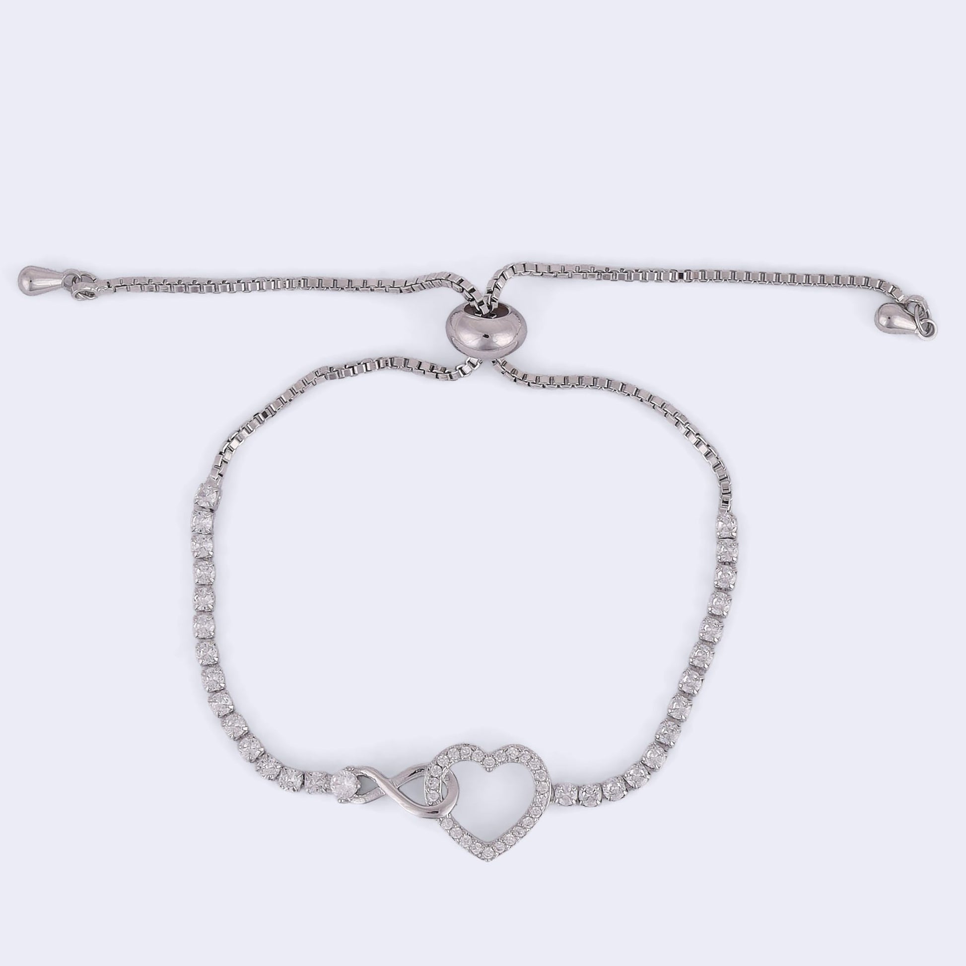Saloni Fashion Jewellery Splendid Heart Shape Silver Plated Free Size Charm Bracelet For Women