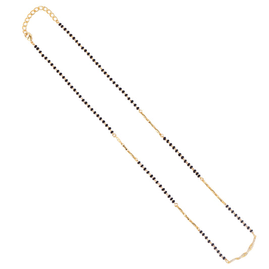 Saloni Fashion Jewellery Traditional Stylish Twinkling Unique Gold Plated Black Beaded Adjustable Chain Mangalsutra For Women