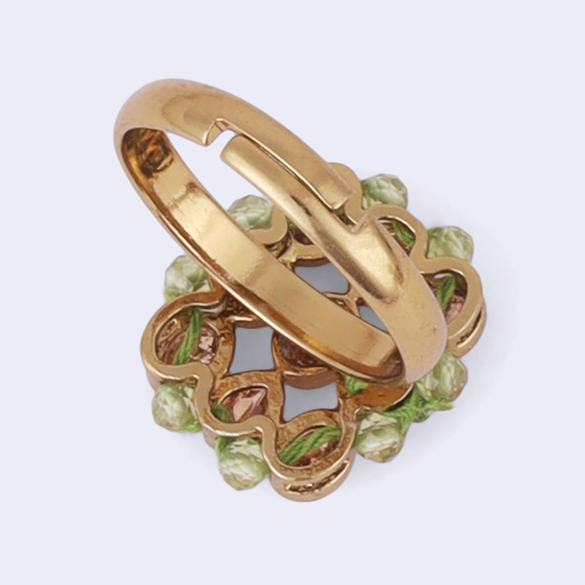 Saloni Fashion Jewellery Modish Round and Oval Shape Gold Plated Adjustable Finger Ring For Women