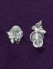 Saloni Fashion Jewellery Butterfly and Flower Design CZ Brass Silver Plated Set of 3 Combo Stud Earring For Women and Girls - view 6