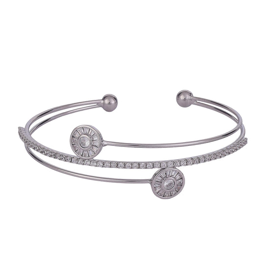 Saloni Fashion Jewellery Finely Round Shape Silver Plated Adjustable Bracelet Kada For Women