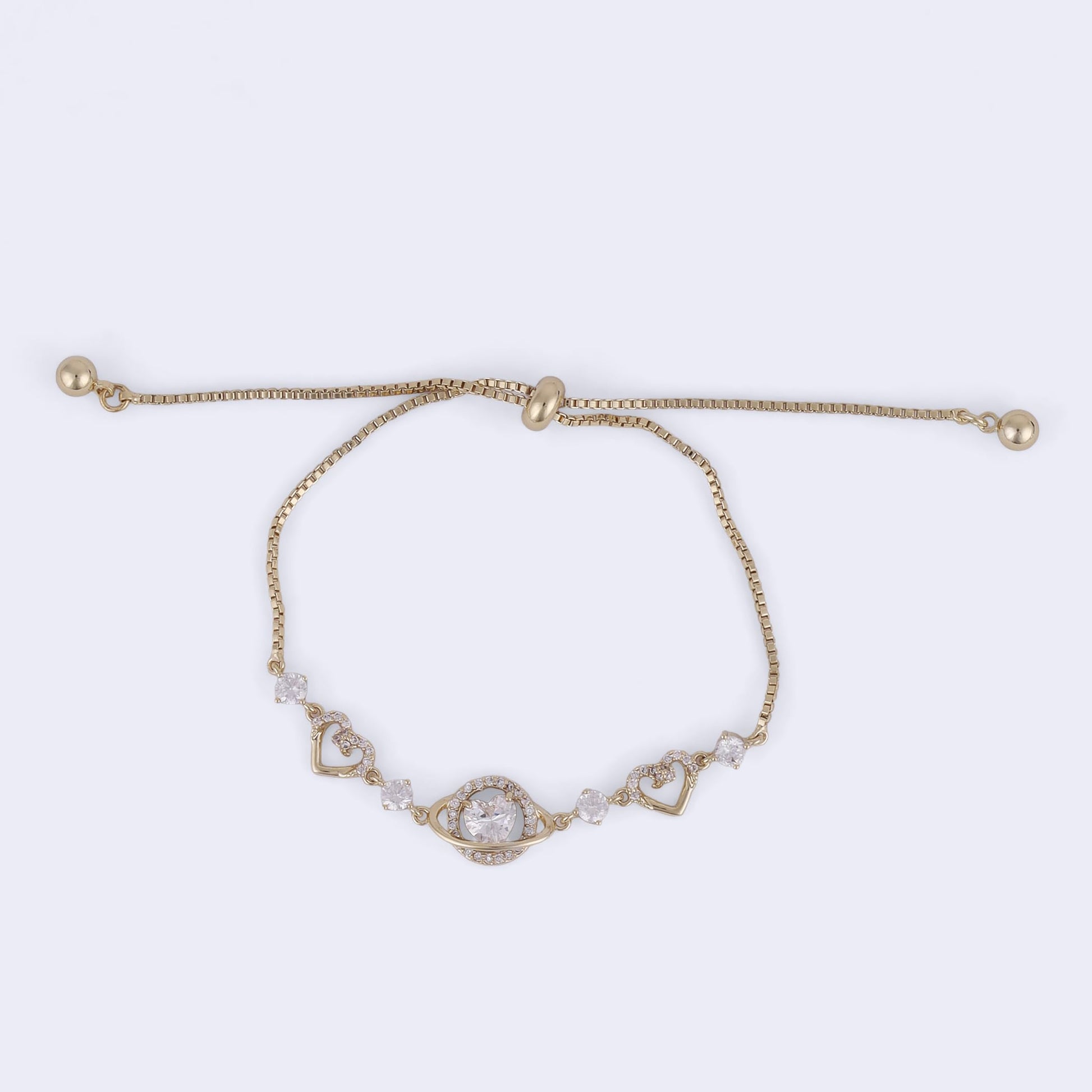 Saloni Fashion Jewellery Lavish Heart Shape Gold Plated Free Size Charm Bracelet For Women