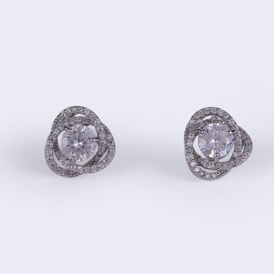 Saloni Fashion Jewellery Detachable Round Solitaire Silver Plated Stud Earring For Women