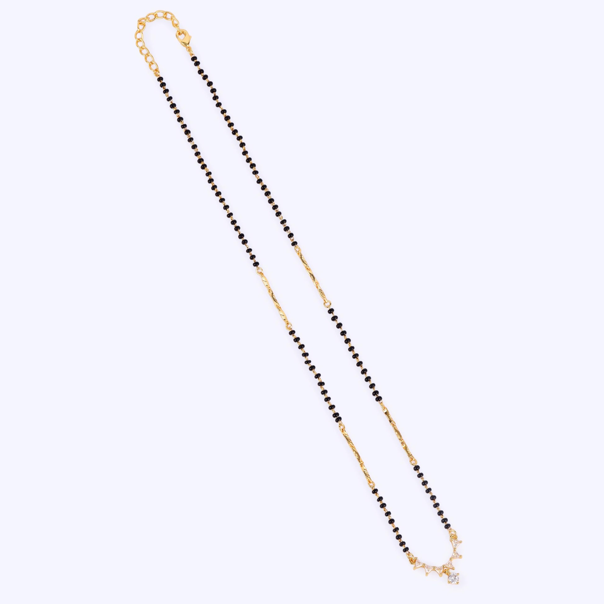 Saloni Fashion Jewellery Traditional Beautiful Round and Triangle Shape Gold Plated Black Beaded Adjustable Chain Mangalsutra For Women