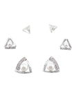 Saloni Fashion Jewellery Splendid Triangle Shape CZ Brass Silver Plated Set of 3 Combo Stud Earring For Women and Girls - view 2
