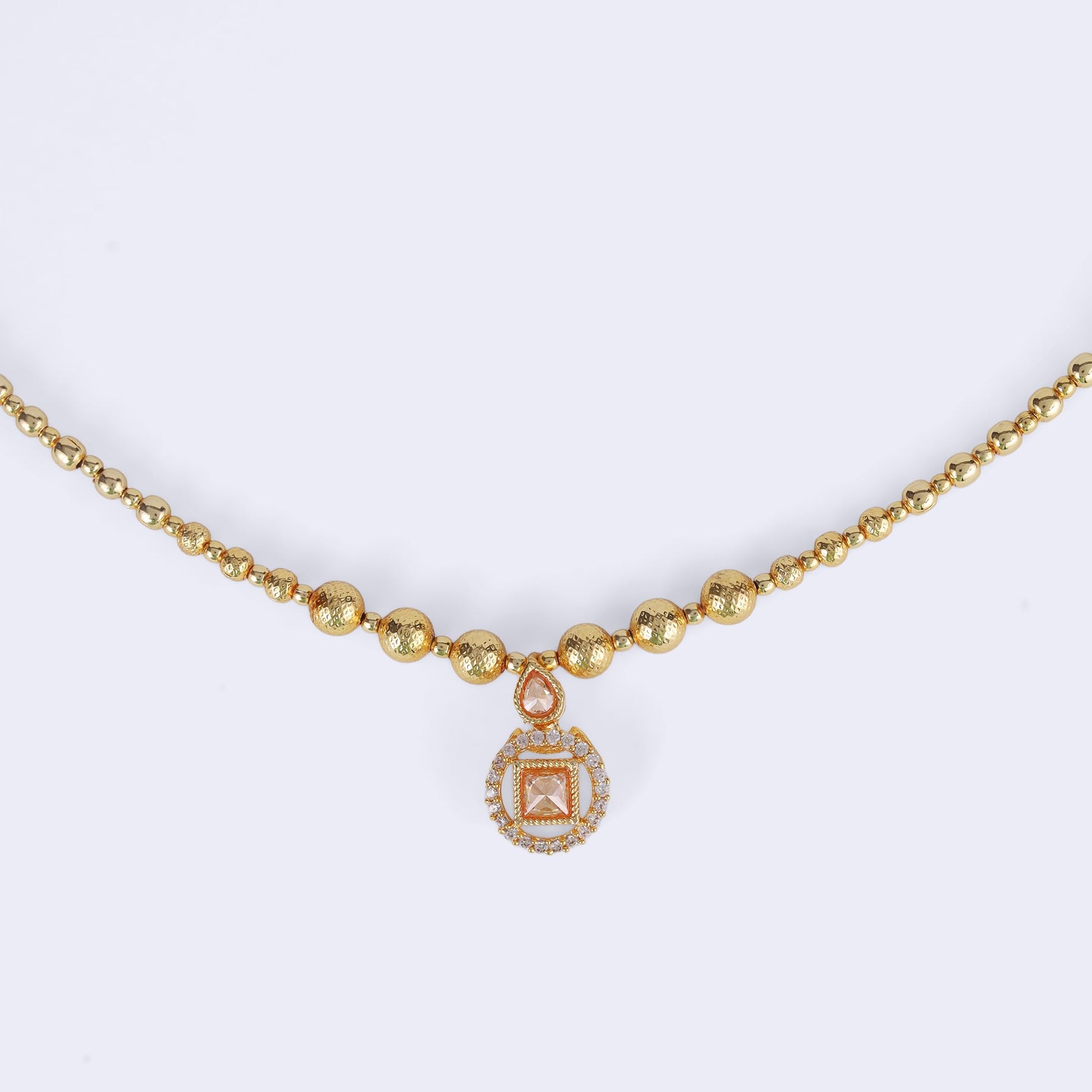 Saloni Fashion Jewellery Traditional Round Shape Golden Balls Gold Plated Choker Necklace Set For Women