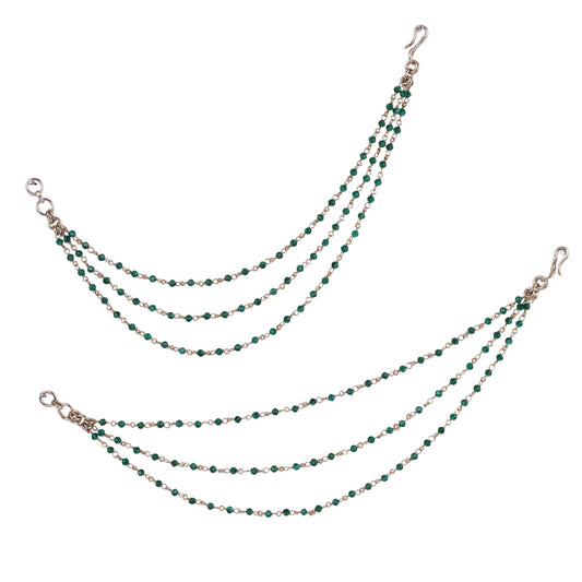Saloni Fashion Jewellery Traditional Modish 3 String Long Chain Gold Plated Set of 2 Ear-Chain(Kaanchain) For Women