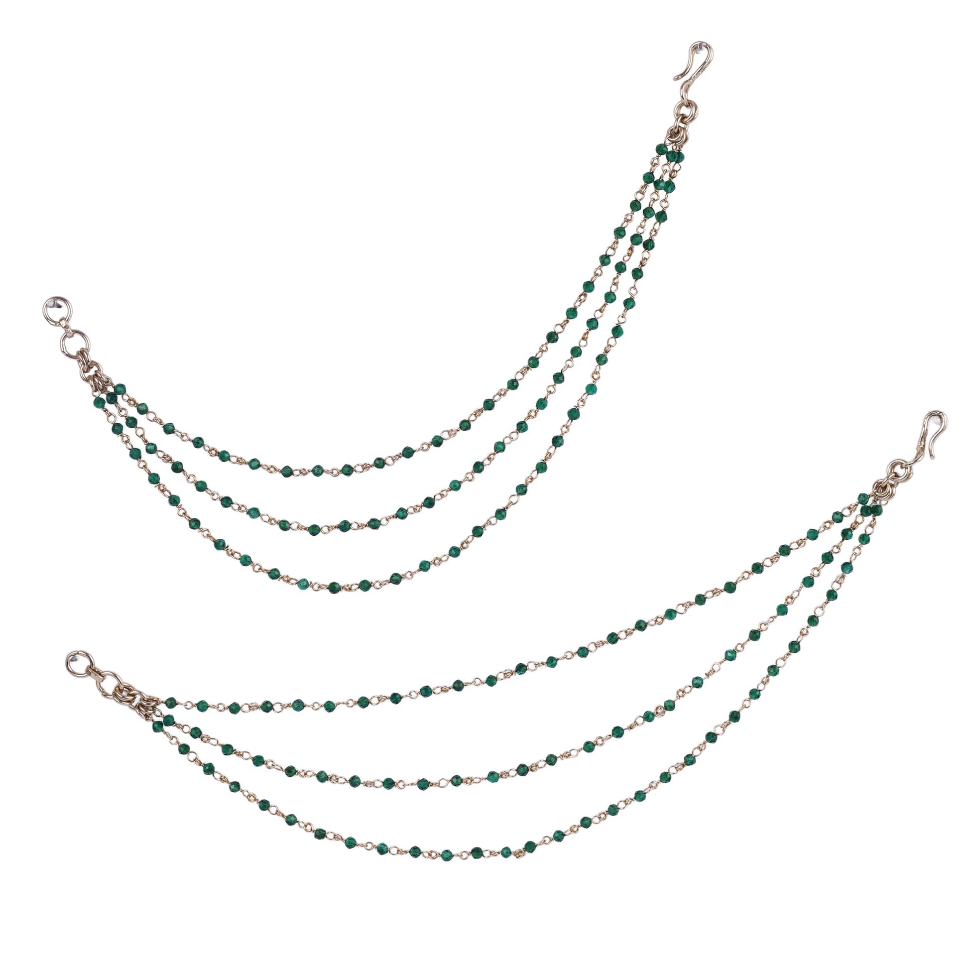 Saloni Fashion Jewellery Traditional Modish 3 String Long Chain Gold Plated Combo Set of 2 Ear-Chain(Kaanchain) For Women