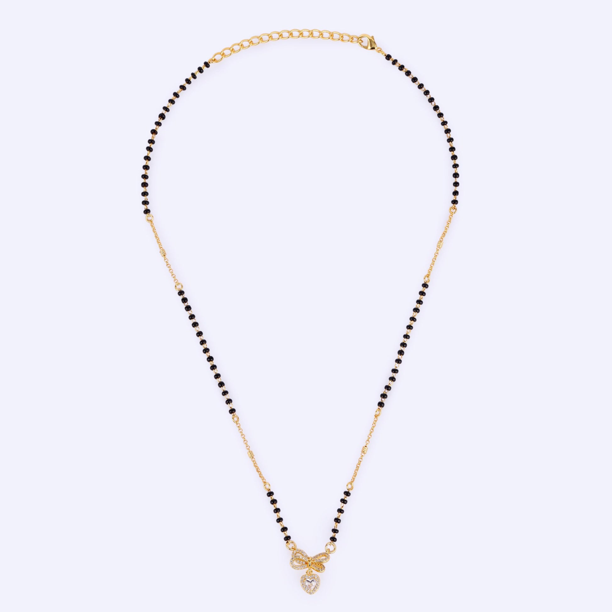 Saloni Fashion Jewellery Traditional Admirable Butterfly and Heart Shape Gold Plated Black Beaded Adjustable Chain Mangalsutra For Women