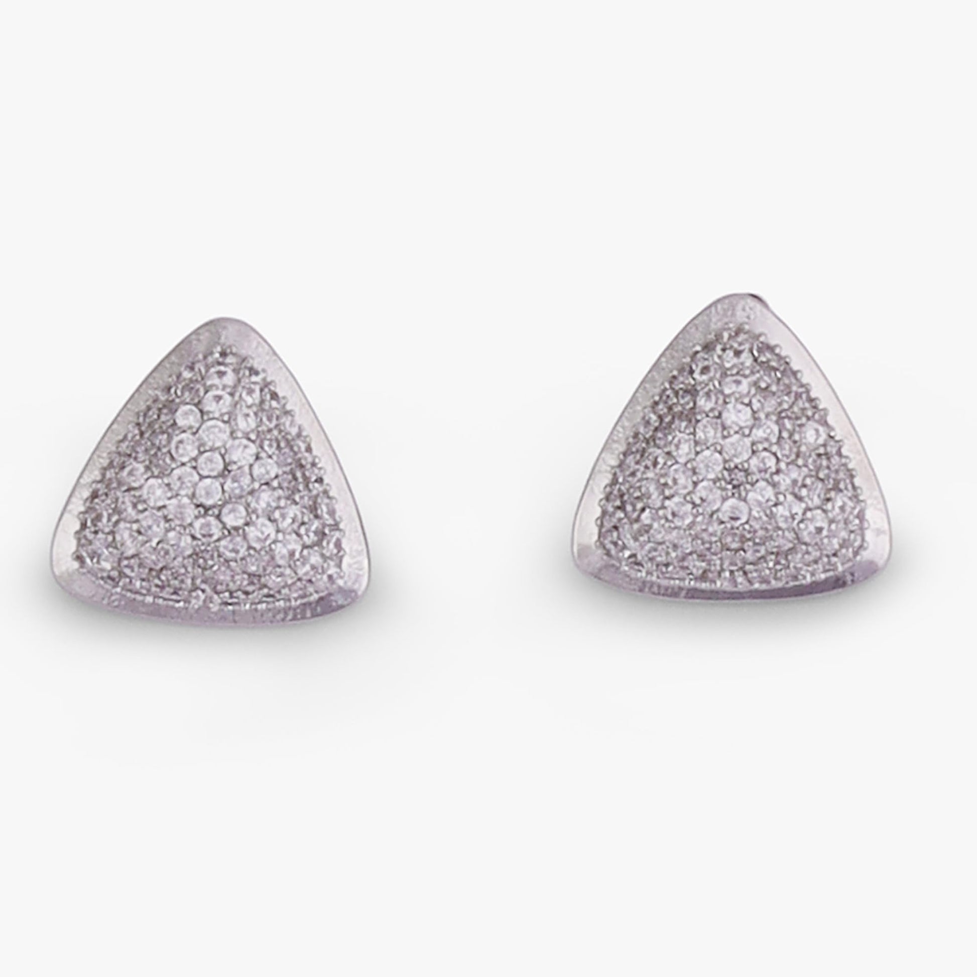 Saloni Fashion Jewellery Admirable Oval Shape Studded CZ Silver Plated Stud Earring For Women