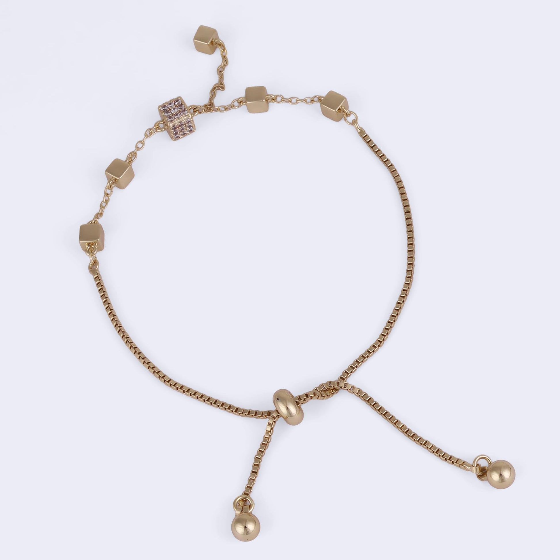 Saloni Fashion Jewellery Superb Square Shape Gold Plated Free Size Charm Bracelet For Women